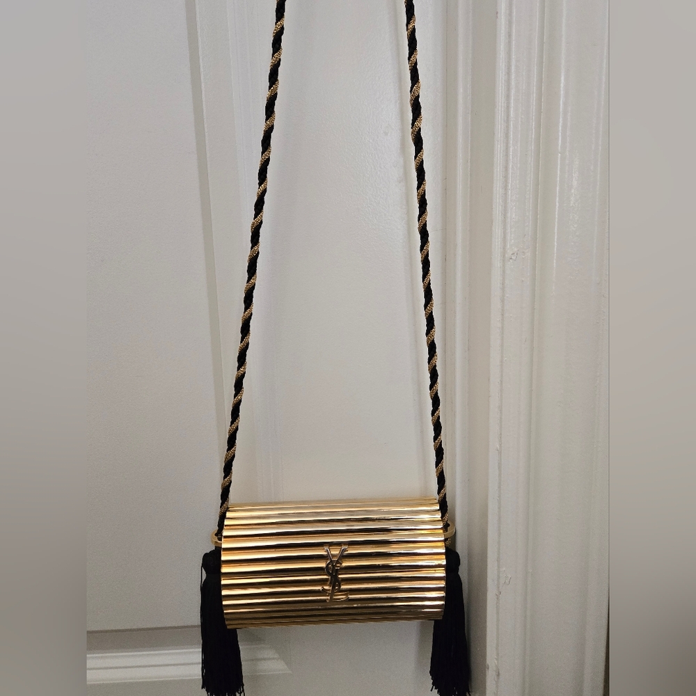 Saint Laurent RARE YSL Yves Opium Minaudiere Gold Bag Purse Clutch Vintage
